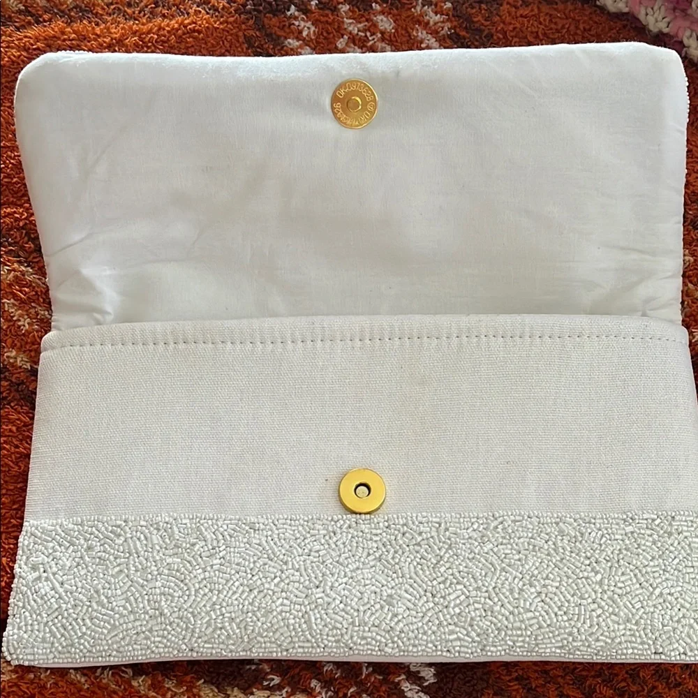 Embroidered Cream Clutch by Lisi Lerch - Picture 4 of 6